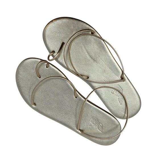 Ancient Greek SandalsKansiz Toe Ring Women’s Gold Thong Sandals Size 38 - Picture 1 of 7